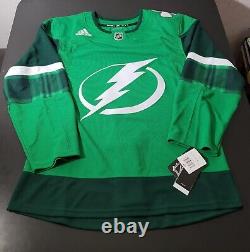 New adidas Tampa Bay Lightning St Patricks Day Green Mens Authentic Jersey Sz 42