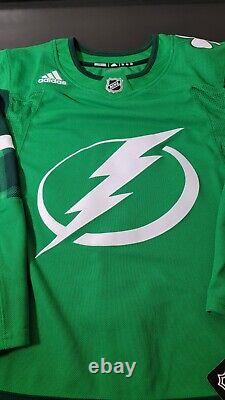 New adidas Tampa Bay Lightning St Patricks Day Green Mens Authentic Jersey Sz 42