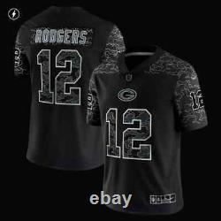 Nike Aaron Rodgers Green Bay Packers Reflective Jersey Black MEN'S Medium