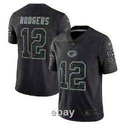 Nike Aaron Rodgers Green Bay Packers Reflective Jersey Black MEN'S Medium