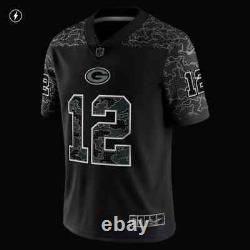 Nike Aaron Rodgers Green Bay Packers Reflective Jersey Black MEN'S Medium