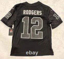 Nike Aaron Rodgers Green Bay Packers Reflective Jersey Black MEN'S Medium