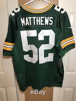 Nike Elite On Field Jersey Clay Matthews #52 Green Bay Packers 905773-326 Sz. 44