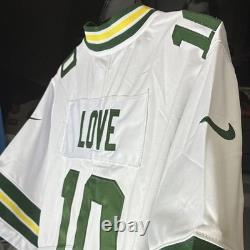 Nike Green Bay Packers Jordan Love #10 NFL Football Jersey, White, Mens L