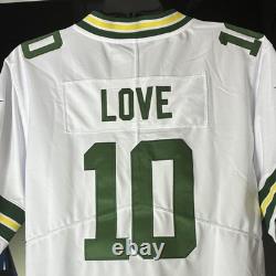 Nike Green Bay Packers Jordan Love #10 NFL Football Jersey, White, Mens L