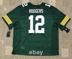 Nike Mens Football Jersey NFL Green Bay Packers #12 Rodgers Green Size 3XL