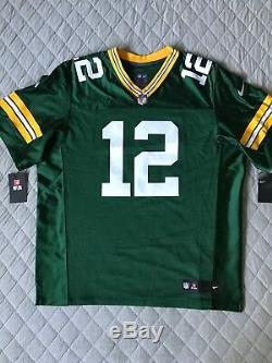 Nike Mens Green Bay Packers Aaron Rodgers Elite Home Jersey Size 52 Authentic