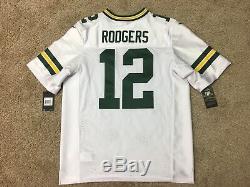 Nike NFL Aaron Rodgers Green Bay Packers ELITE White Jersey Mens Size 48 NWT