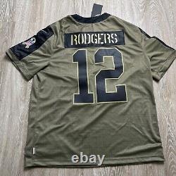 Nike NFL Green Bay Packers Aaron Rodgers Salute to Service Olive Jersey Men's XL