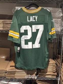 Nike On Field Eddie Lacy #27 Signed Green Bay Packers Jersey Size 44 Autograph