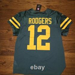 Nike Vapor Elite Green Bay Packers NFL Aaron Rodgers Throwback Jersey Size 44