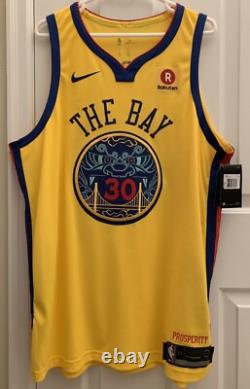 Nike Warriors Stephen Curry Authentic NBA City Chinese Bay CNY Jersey XL 52