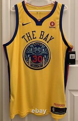 Nike Warriors Stephen Curry Authentic NBA City Chinese Bay CNY Jersey XL 52