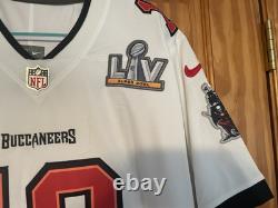 Nwt White Tampa Bay Bucs Tom Brady Superbowl 55 Football Jersey, Size Large