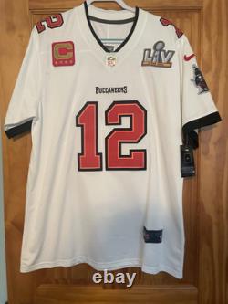 Nwt White Tampa Bay Bucs Tom Brady Superbowl 55 Football Jersey, Size Large