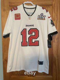 Nwt White Tampa Bay Bucs Tom Brady Superbowl 55 Football Jersey, Size Large