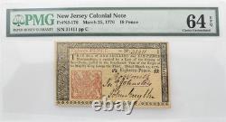 PMG New Jersey Colonial Note 16 Pence CU 64 EPQ