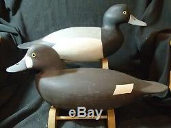 Pair rigmate Bluebill decoys Barnegat Bay style by W. M. Oler Beach Haven NJ