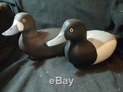 Pair rigmate Bluebill decoys Barnegat Bay style by W. M. Oler Beach Haven NJ