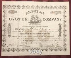 Pocomoke Bay Oyster Co NJ / MD VA connections 1886 stock certificate not tin can