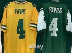 Rare! Brett Favre Green Bay Packer Yellow & NY Jets Reebok NFL Game Jerseys-New