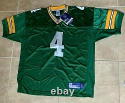 Reebok Brett Favre #4 Green Bay Packers Green Sewn Jersey 52 2XL NEW with tag