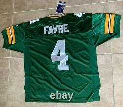 Reebok Brett Favre #4 Green Bay Packers Green Sewn Jersey 52 2XL NEW with tag