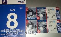 TWO Tickets -NEW YORK GIANTS VS GREEN BAY PACKERS- ROW 22- SEC. 320+ PARKING PASS