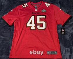 Tampa Bay Buccaneers Devin White Super Bowl LV 55 Patch Jersey Nike Red L, 2XL