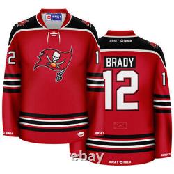 Tampa Bay Buccaneers Red Tom Brady Crossover Hockey Jersey