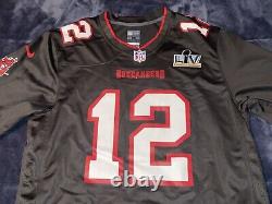 Tampa Bay Buccaneers Tom Brady Super Bowl LV 55 Patch Jersey Nike Pewter RARE