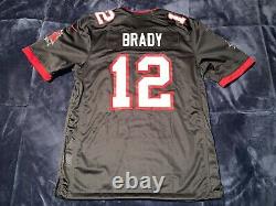 Tampa Bay Buccaneers Tom Brady Super Bowl LV 55 Patch Jersey Nike Pewter RARE