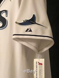 Tampa Bay Devil Rays Authentic Majestic Home Jersey with 2008 World Series Patch