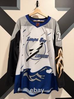Tampa Bay Lightning Reverse Retro 2.0 Storm Jersey Adidas Authentic size 52