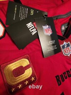 Tom Brady Tampa Bay Buccaneers Red Captain Vapor Limited Nike Stitch Jersey 3XL