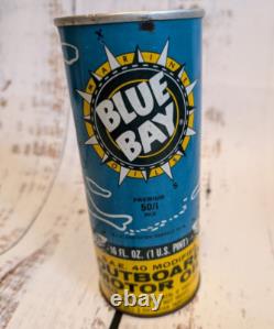 Vtg Blue Bay Outboard Motor Oil Can Full Unopened 1 Pint Plowman Co. NJ