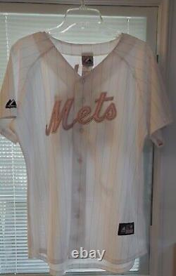 Vtge Women Mets Jersey Jason Bay #44 White/Pink Stripes NWT (sm stain see pic)
