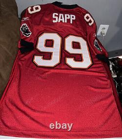 Warren Sapp Tampa Bay Buccaneers Reebok Authentic Jersey Red NWT Size 52 READ