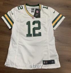 Womens Nike AARON RODGERS GREEN BAY PACKERS Game Jersey WHITE SZ L brand new