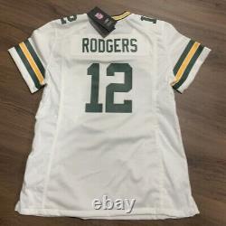 Womens Nike AARON RODGERS GREEN BAY PACKERS Game Jersey WHITE SZ L brand new